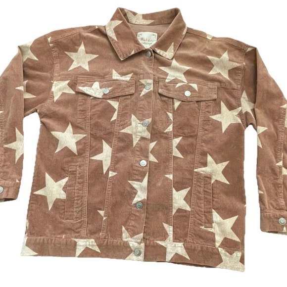 Altar’d‎ State S Jean Jacket Shacket Coat Star Print Oversized Corduroy Festival - Picture 1 of 9
